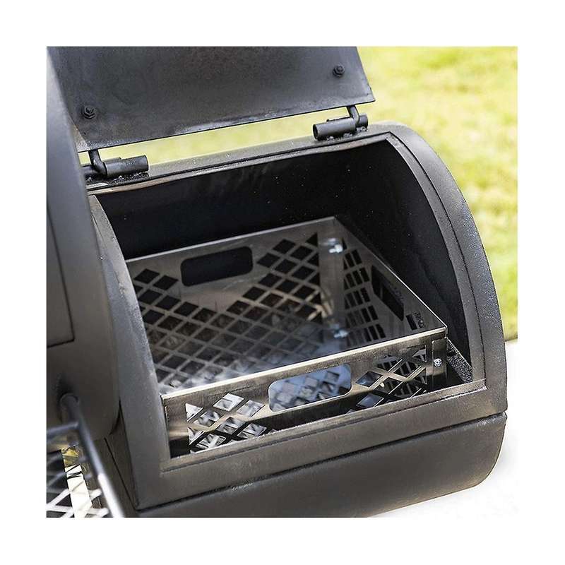 Silver 5279338p04 Stainless Steel Offset Smoker Charcoal Firebox Basket, Silver Charcoal Basket, Fir
