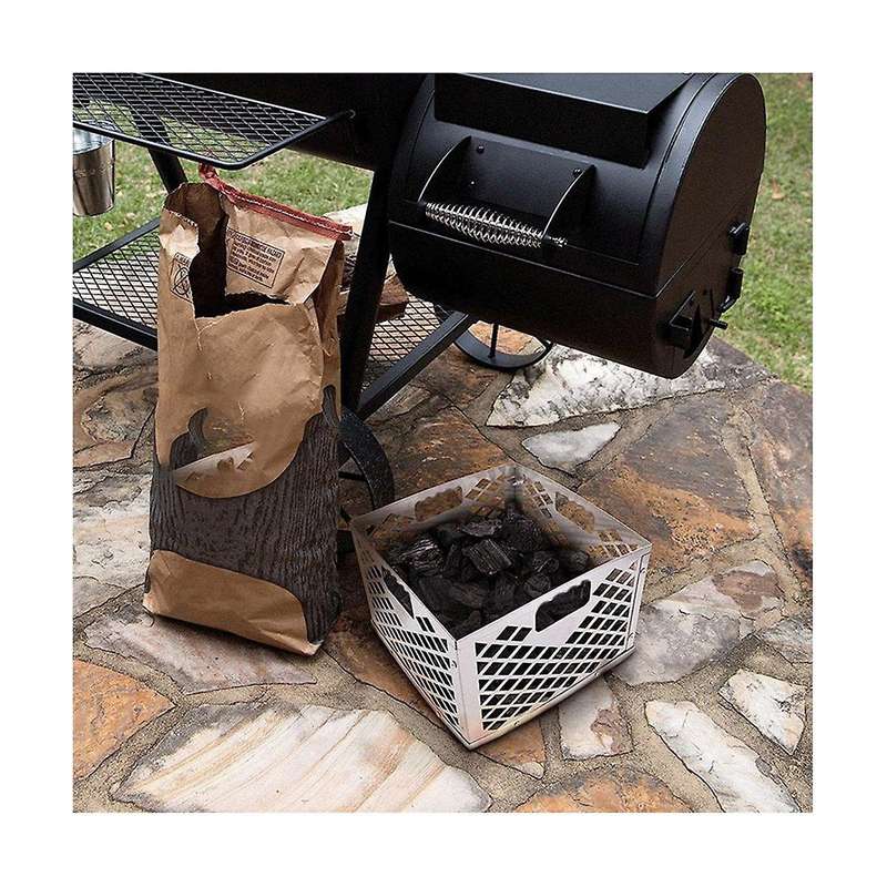 Silver 5279338p04 Stainless Steel Offset Smoker Charcoal Firebox Basket, Silver Charcoal Basket, Fir