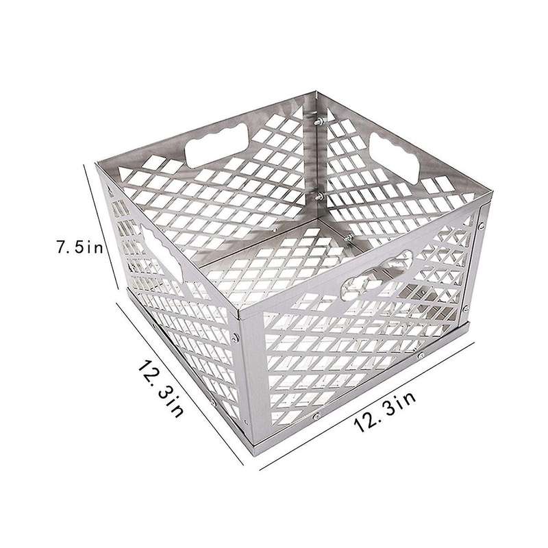 Silver 5279338p04 Stainless Steel Offset Smoker Charcoal Firebox Basket, Silver Charcoal Basket, Fir
