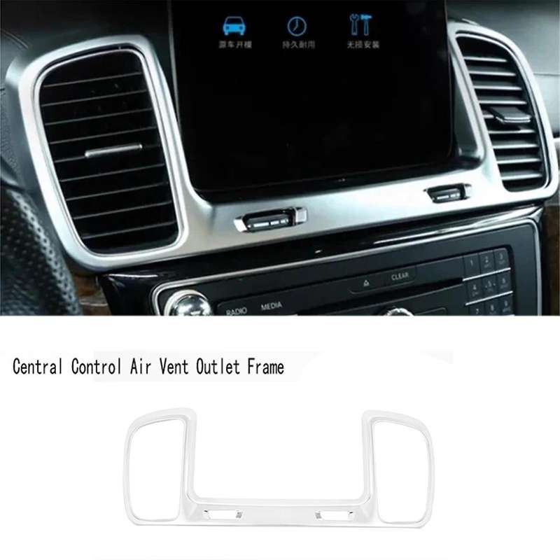 Silver Car Central Control Air Vent Outlet Frame for GLS W166 X166 2016-2019
