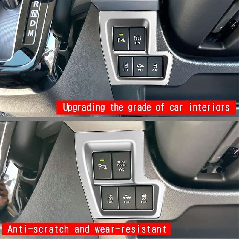 Silver Car Front Left Multifunction Button Frame Panel Trim Frame Cover Sticker for Spacia 2017-2022