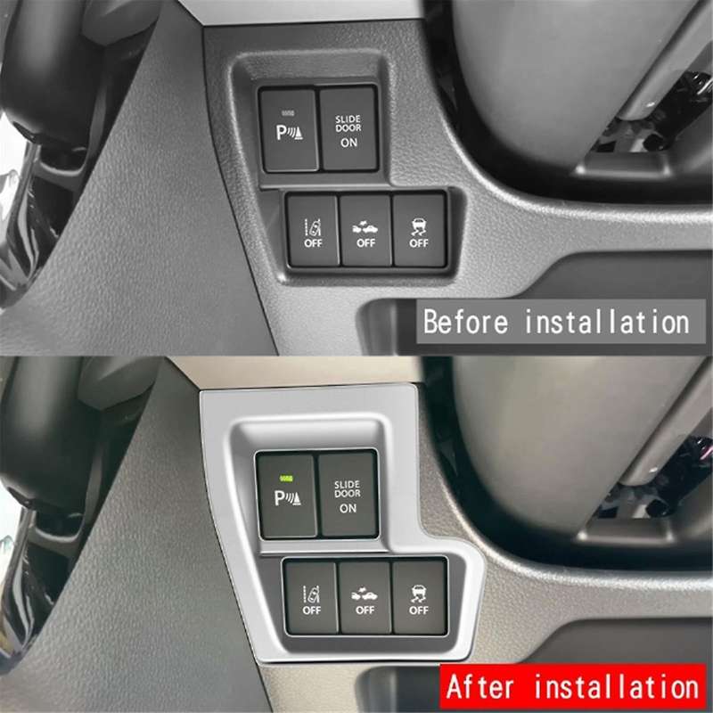 Silver Car Front Left Multifunction Button Frame Panel Trim Frame Cover Sticker for Spacia 2017-2022