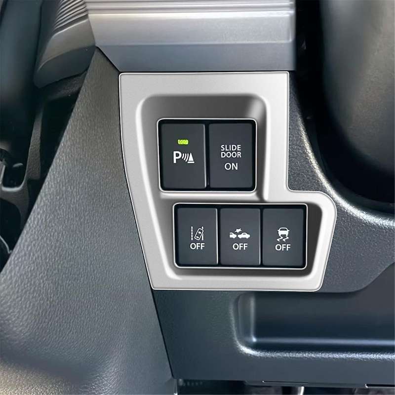 Silver Car Front Left Multifunction Button Frame Panel Trim Frame Cover Sticker for Spacia 2017-202