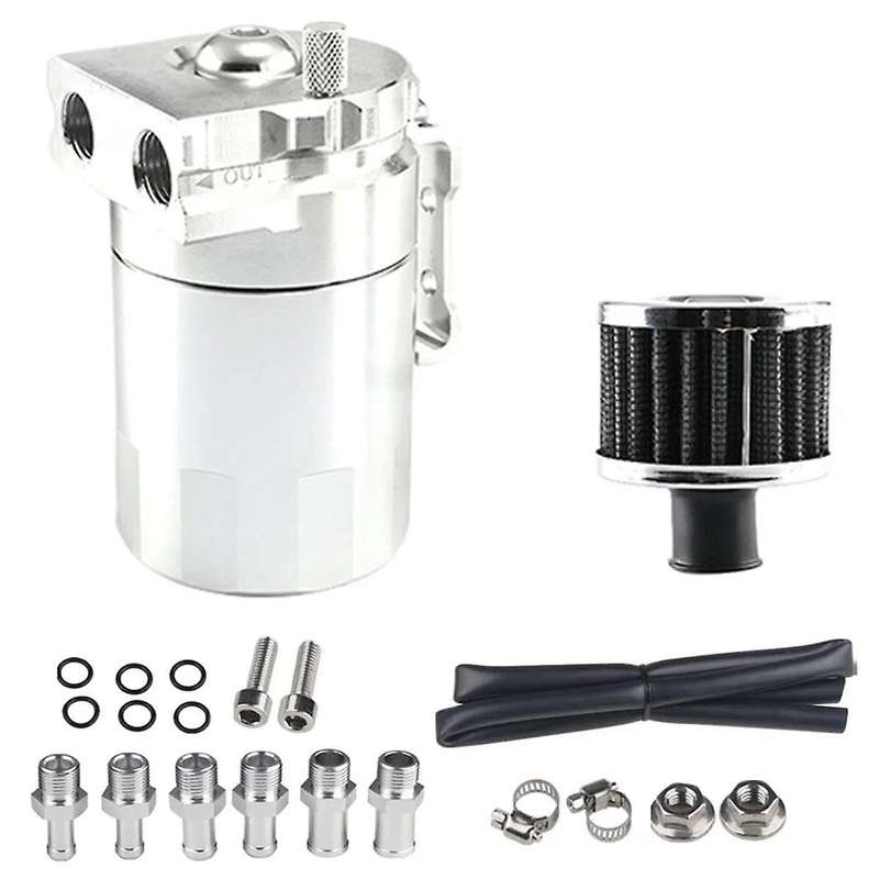 Silver Car Universal 300ML Oil Breathable Can Engine Air Separator with Vent Hole Engine Air Oil Se
