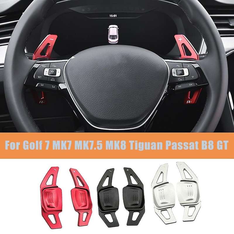 Silver Car Steering Wheel Shifter Paddle Extension Aluminium Alloy for Golf MK7 MK8 MK2 B8 Atlas