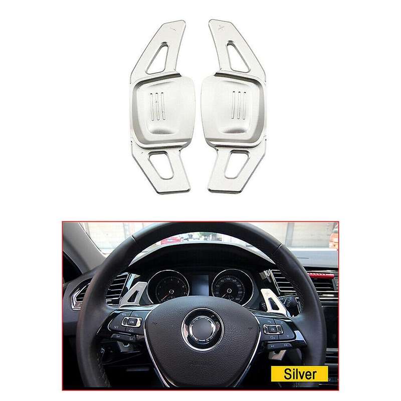 Silver Car Steering Wheel Shifter Paddle Extension Aluminium Alloy for Golf MK7 MK8 MK2 B8 Atlas