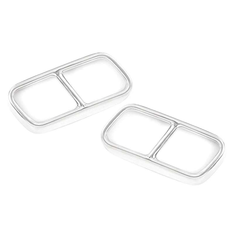 Silver Car Tail Muffler Exhaust Pipe Output Cover Decor Trim for F01 7 Series 730i 740i 750i 760i 2