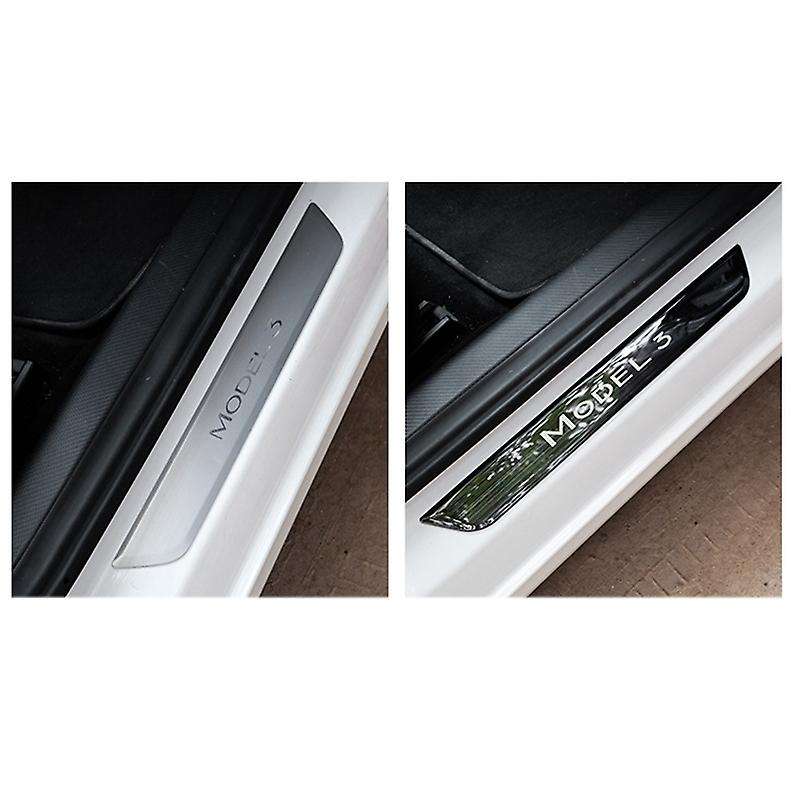 Silver Door Sill Protector Stainless Steel Door Sill Decoration Wrap Cover Welcome Pedals for Model