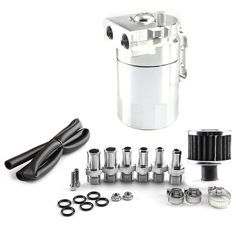 Silver Car Universal 300ML Oil Breathable Can Engine Air Separator with Vent Hole Engine Air Oil Sep
