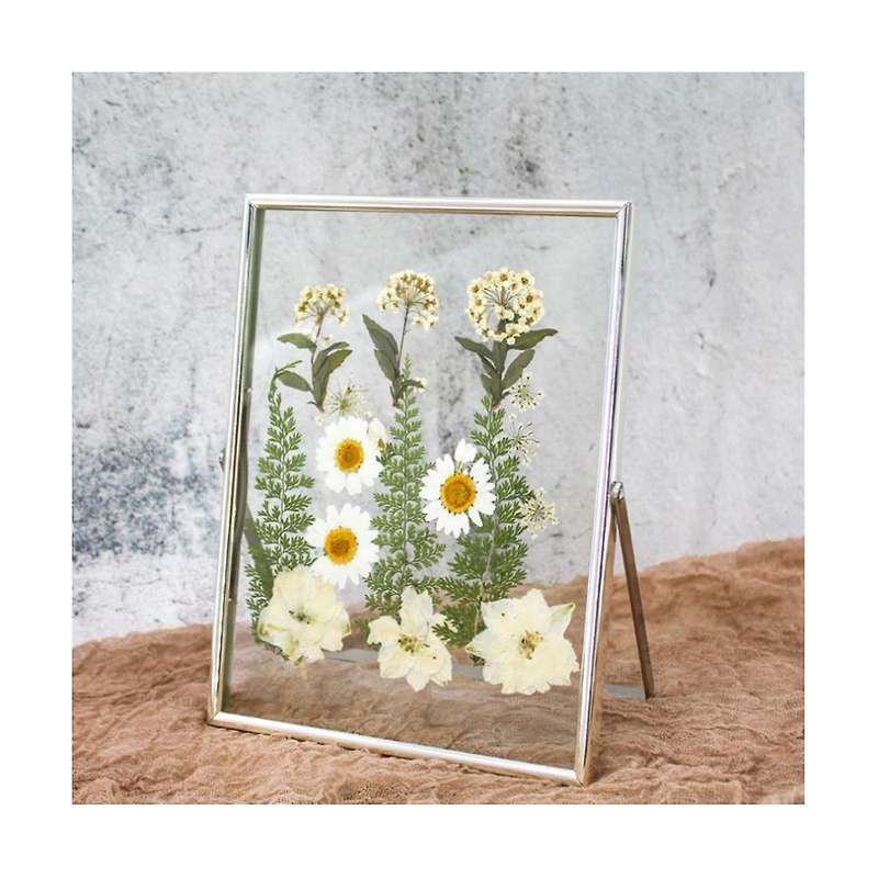 Silver Floating Picture Frame Set Of 2, Gift Metal Glass Photo Frames, for Tabletop Display Vertical