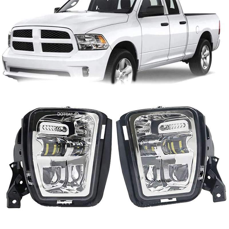 Silver for Ram 1500 2013-2018 Led Fog Lights White Drl Bumper Driving Lamps Waterproof Car Accessori