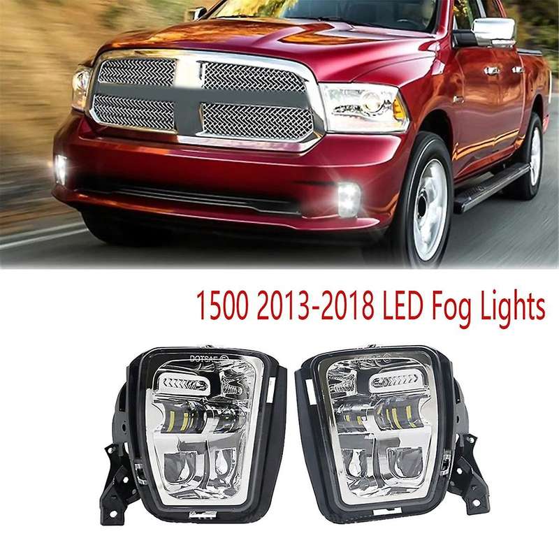 Silver for Ram 1500 2013-2018 Led Fog Lights White Drl Bumper Driving Lamps Waterproof Car Accessori