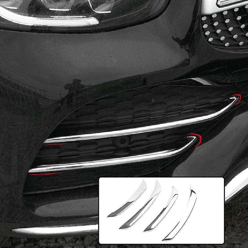Silver Front Bumper Spoiler Air Knife Fog Light Frame Cover Stickers Trim for GLC Coupe 2020 2021