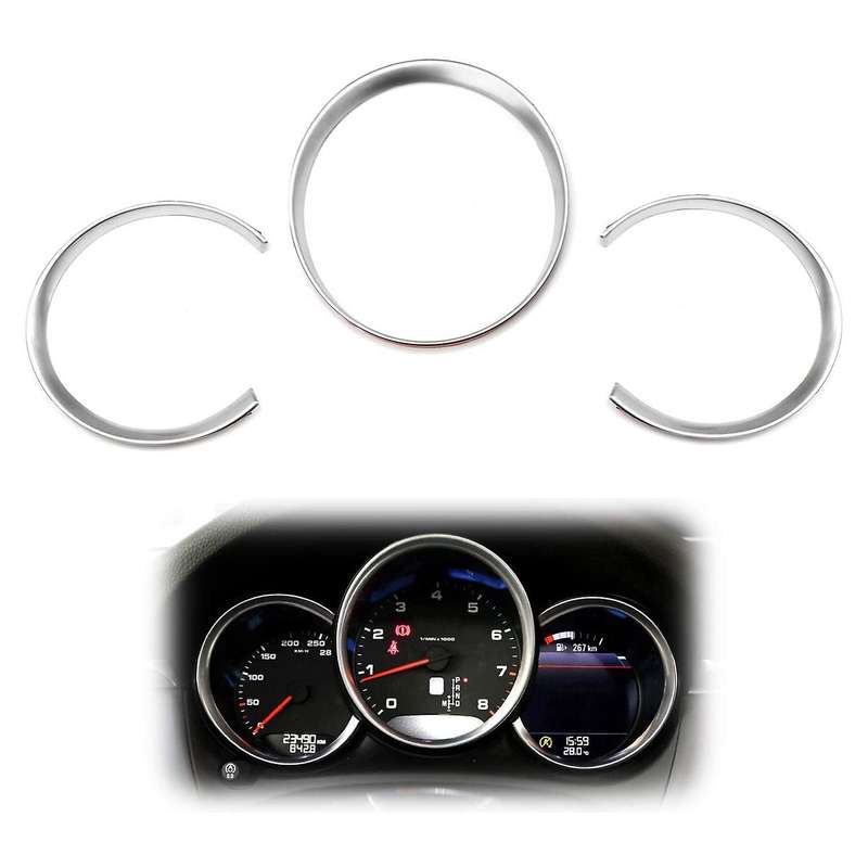 Silver Interior Front Dashboard Edge Instrument Panel Trim Cover 3Pcs for- 718 2013-2018