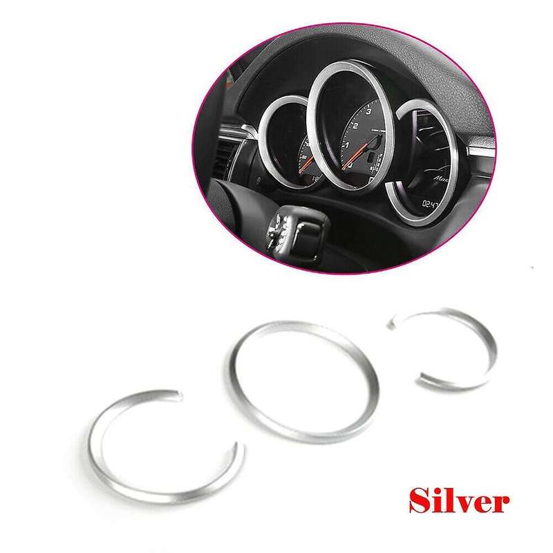 Silver Interior Front Dashboard Edge Instrument Panel Trim Cover 3Pcs for- 718 2013-2018