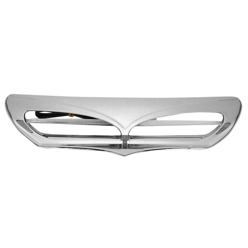 Silver Motorcycle Vent Trim with LED Lights Cover for Touring Glide Street Glide Ultra 2014-Up