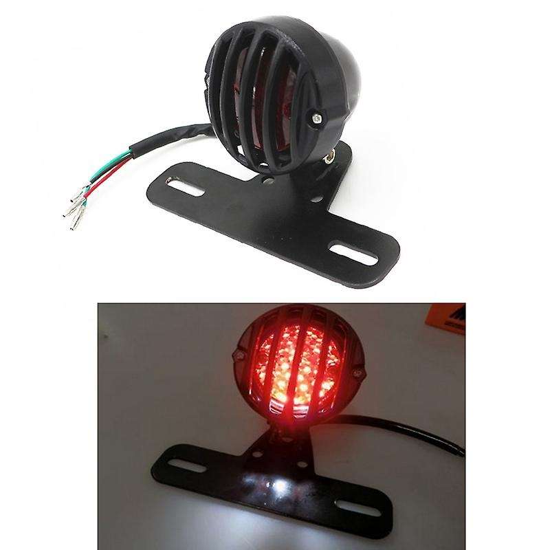 Silver Retro Motorcycle Rear Indicator License Plate Bracket Chopper Motorbike Brake Light for Chopp