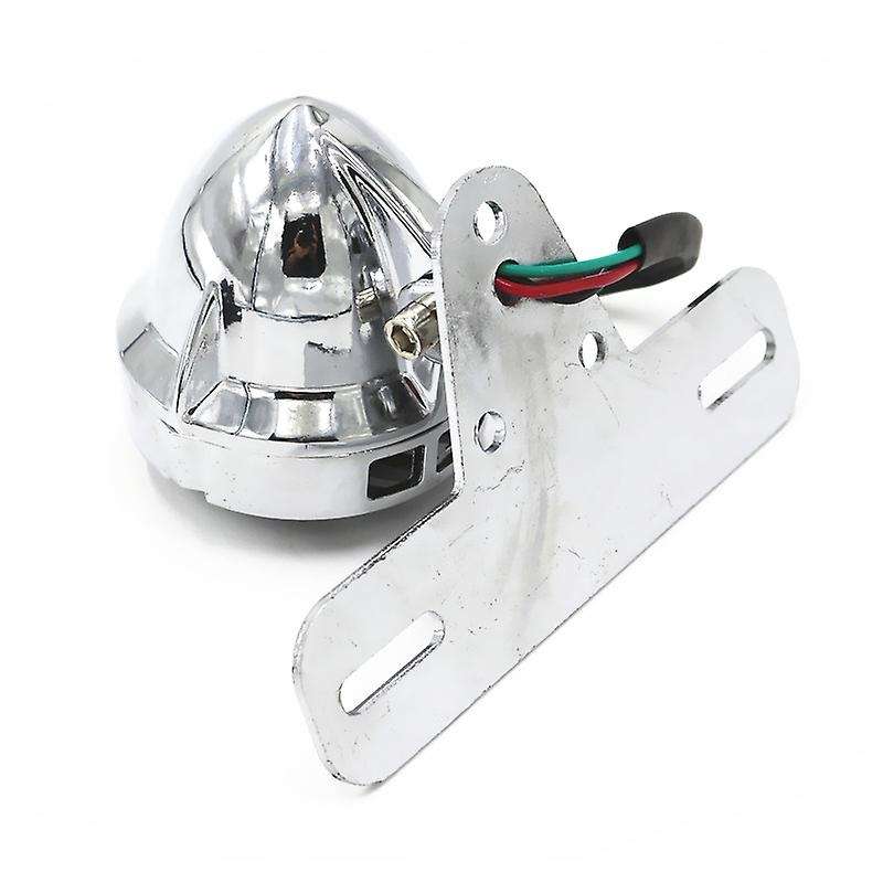 Silver Retro Motorcycle Rear Indicator License Plate Bracket Chopper Motorbike Brake Light for Chopp