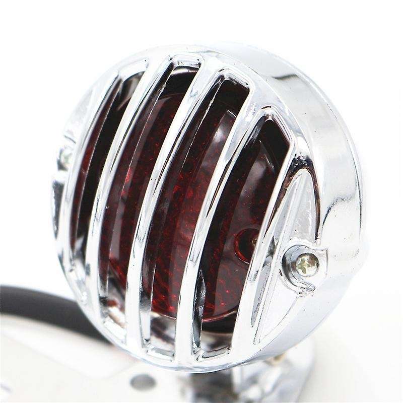 Silver Retro Motorcycle Rear Indicator License Plate Bracket Chopper Motorbike Brake Light for Chopp