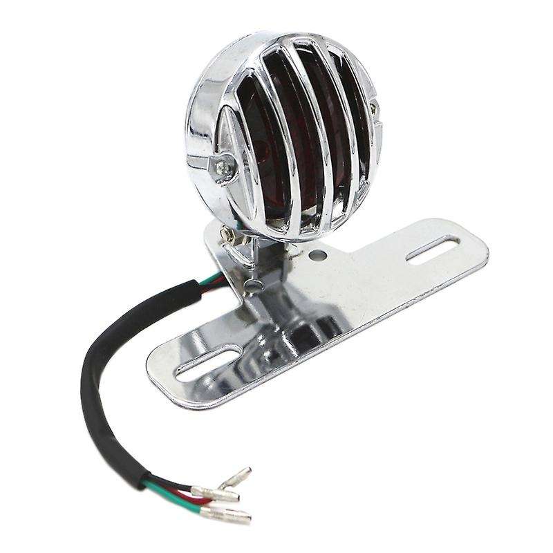 Silver Retro Motorcycle Rear Indicator License Plate Bracket Chopper Motorbike Brake Light for Chopp