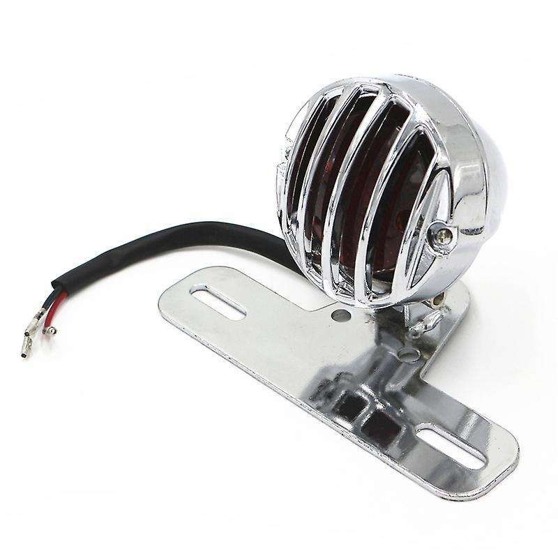 Silver Retro Motorcycle Rear Indicator License Plate Bracket Chopper Motorbike Brake Light for Chopp