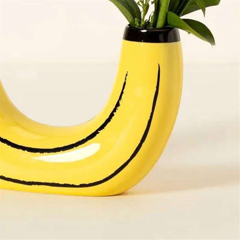Simple Banana Vase Flower Arrangement Living Room Dining Room Decoration Ornaments Resin Artifact Pl