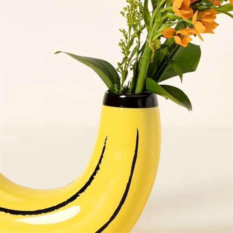 Simple Banana Vase Flower Arrangement Living Room Dining Room Decoration Ornaments Resin Artifact Pl