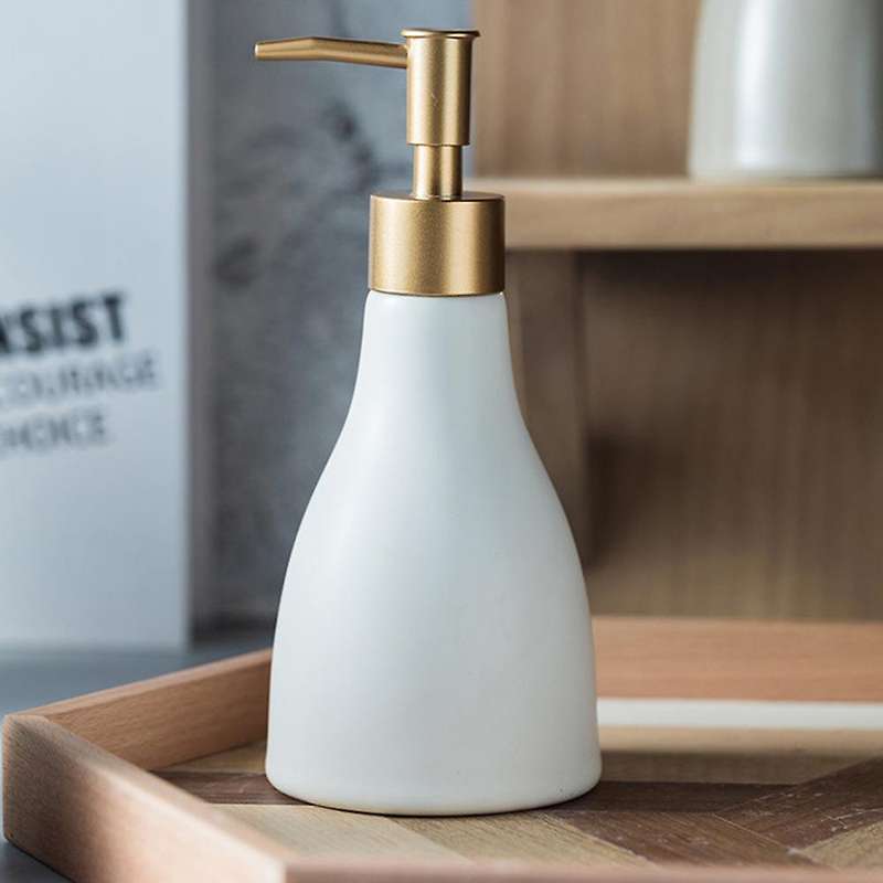Simple Frosted Ceramic Bathroom Soap Dispenser Cone-Shaped Hand Soap Bottle Hotel Club Shower Gel Su