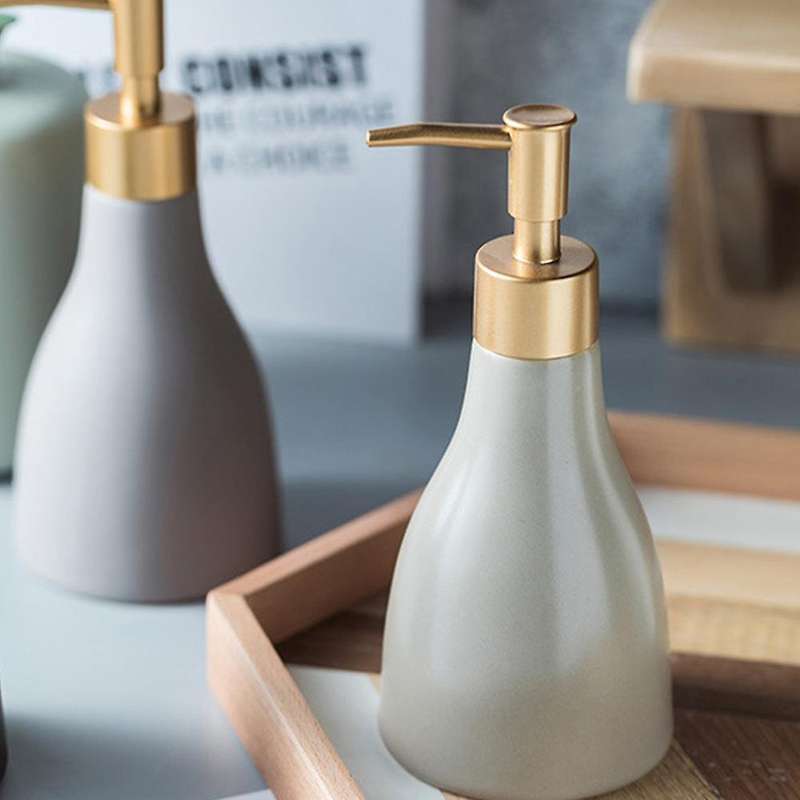 Simple Frosted Ceramic Bathroom Soap Dispenser Cone-Shaped Hand Soap Bottle Hotel Club Shower Gel Su