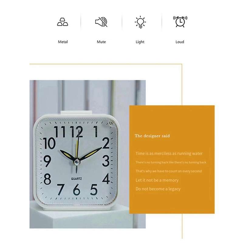 Simple Children's Alarm Clock, Silent Plastic Quartz Clock, Desktop Decoration, Alarm Clock, Green