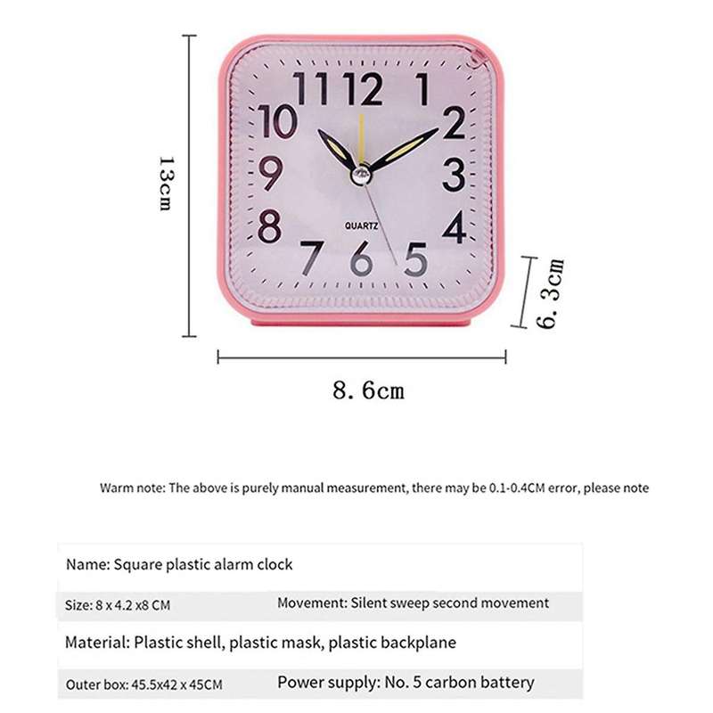 Simple Children's Alarm Clock, Silent Plastic Quartz Clock, Desktop Decoration, Alarm Clock, Green