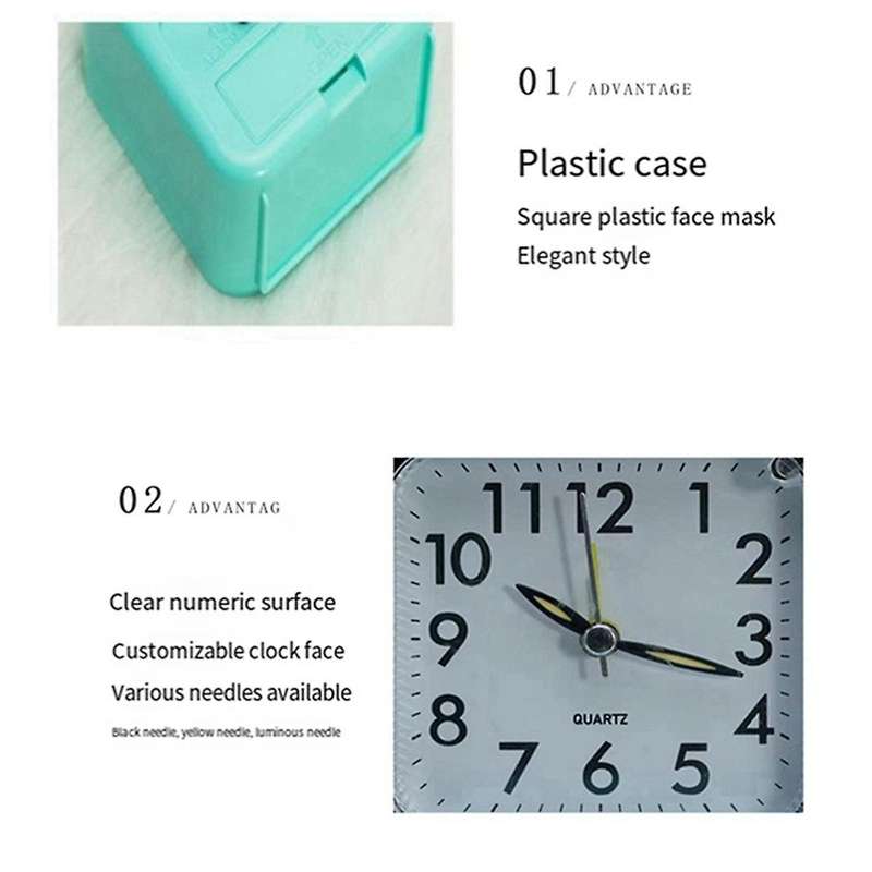 Simple Children's Alarm Clock, Silent Plastic Quartz Clock, Desktop Decoration, Alarm Clock, Green