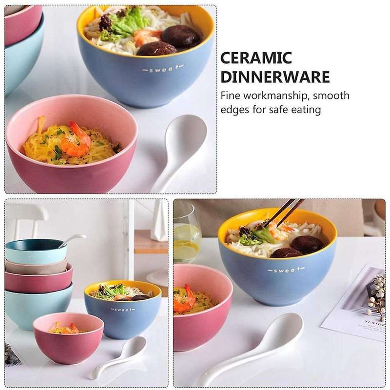 Simple Ceramic Rice Bowl Matte Color Glazed Instant Noodle Bowl Round Salad Bowl Breakfast Bowl
