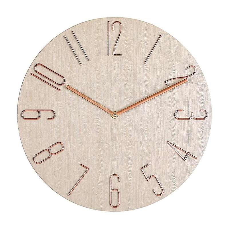 Simple Wall Clock 12 Inch Living Room Home Wall Clock Clock Watch Bedroom Wall Clock-Beige