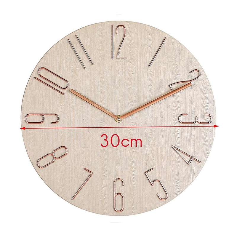 Simple Wall Clock 12 Inch Living Room Home Wall Clock Clock Watch Bedroom Wall Clock-Beige