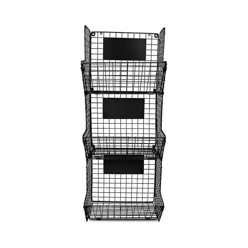 Simple Wrought Iron Fruit Basket Multi-layer Diagonal Blue Shelf Living Room Storage Black Grid Rack