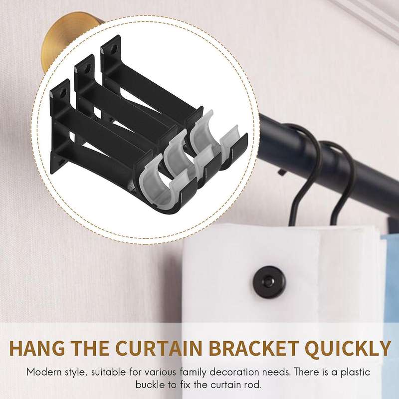 Single Curtain Rod Brackets for Drapery Rod Aluminum Alloy Heavy Duty Curtain Rod Holders (black) 6