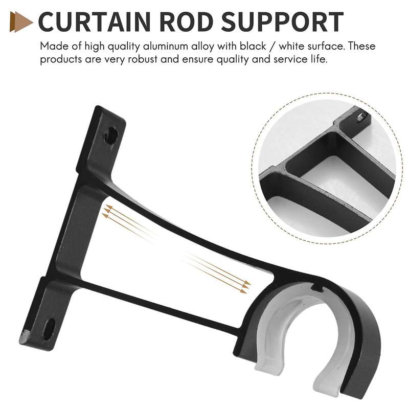 Single Curtain Rod Brackets for Drapery Rod Aluminum Alloy Heavy Duty Curtain Rod Holders (black) 6