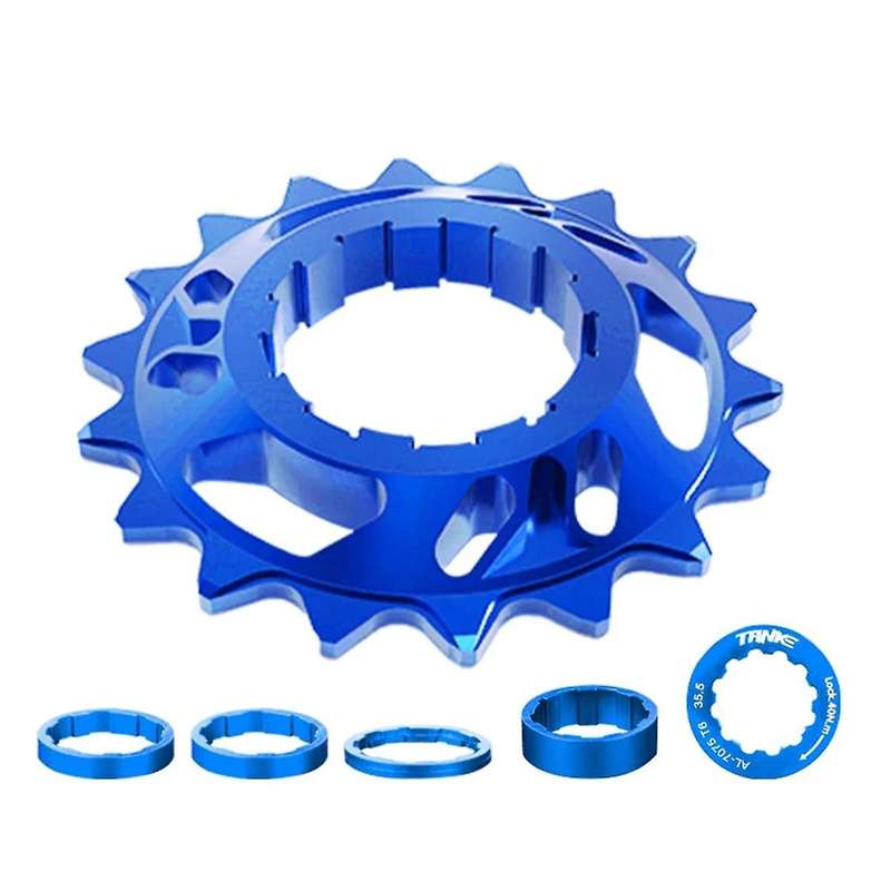 Single Speed Flywheel Conversion Kit 18T Cassette Cog Road Bike Sprocket for Freewheel Chain Blue