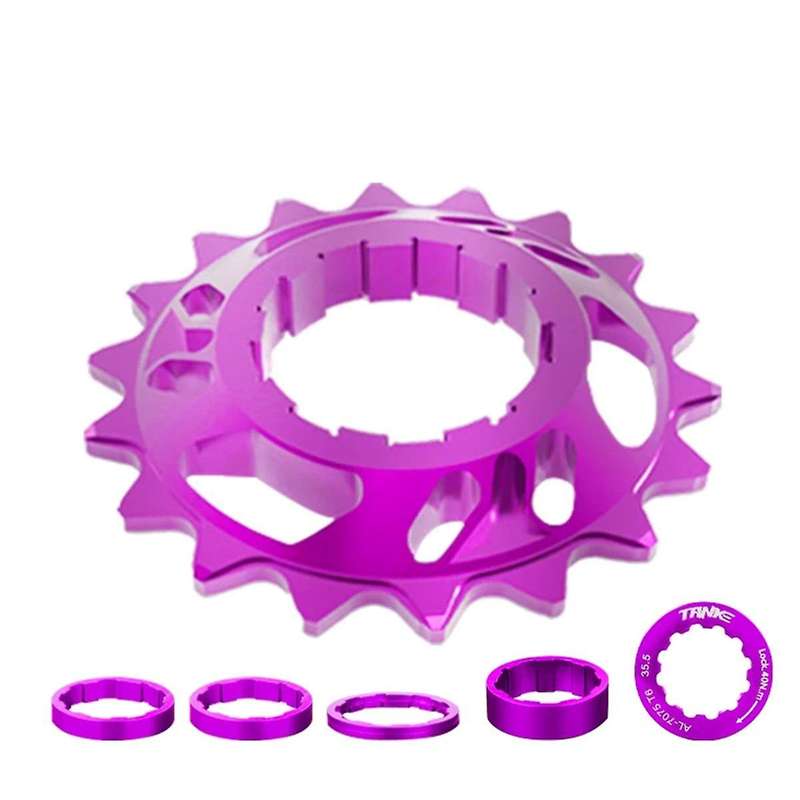 Single Speed Flywheel Conversion Kit 18T Cassette Cog Road Bike Sprocket for Freewheel Chain Purple