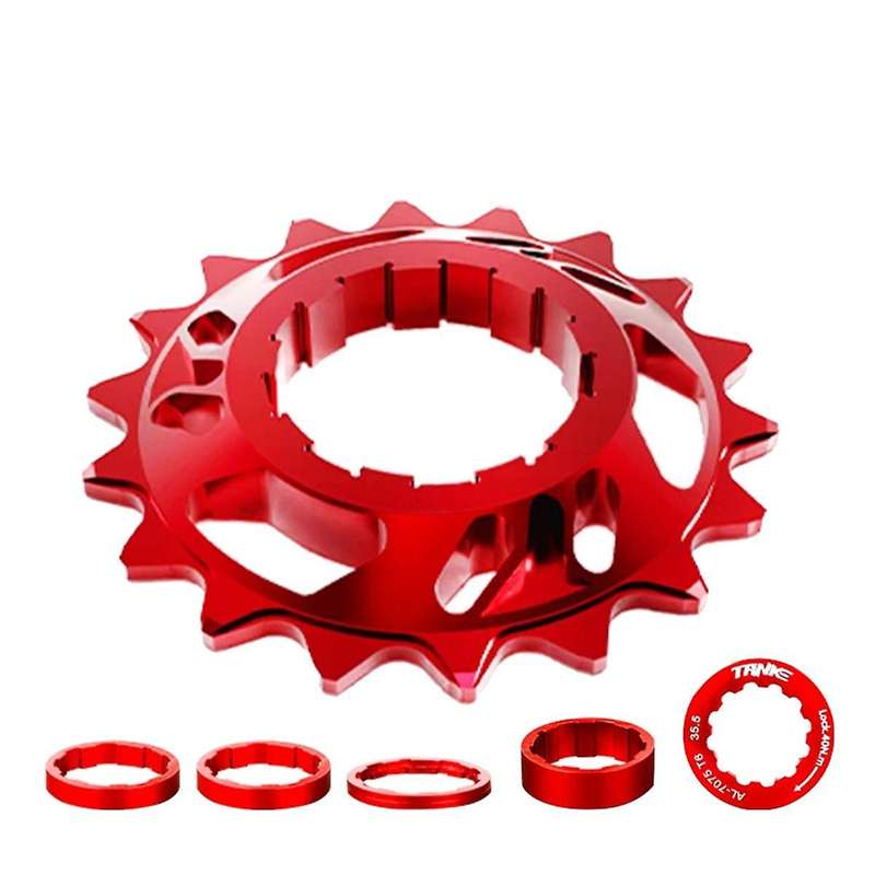 Single Speed Flywheel Conversion Kit 18T Cassette Cog Road Bike Sprocket for Freewheel Chain Red