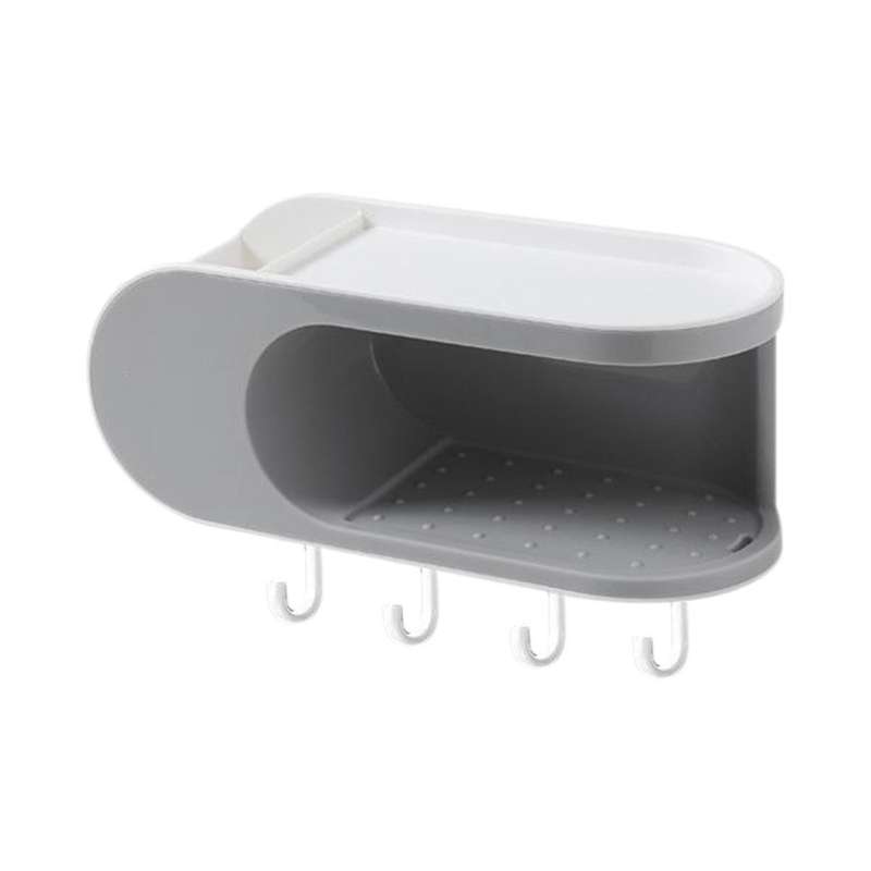 Single-layer Hook Soap Box Free Punching Household Wall-mounted Bathroom Soap Storage Box