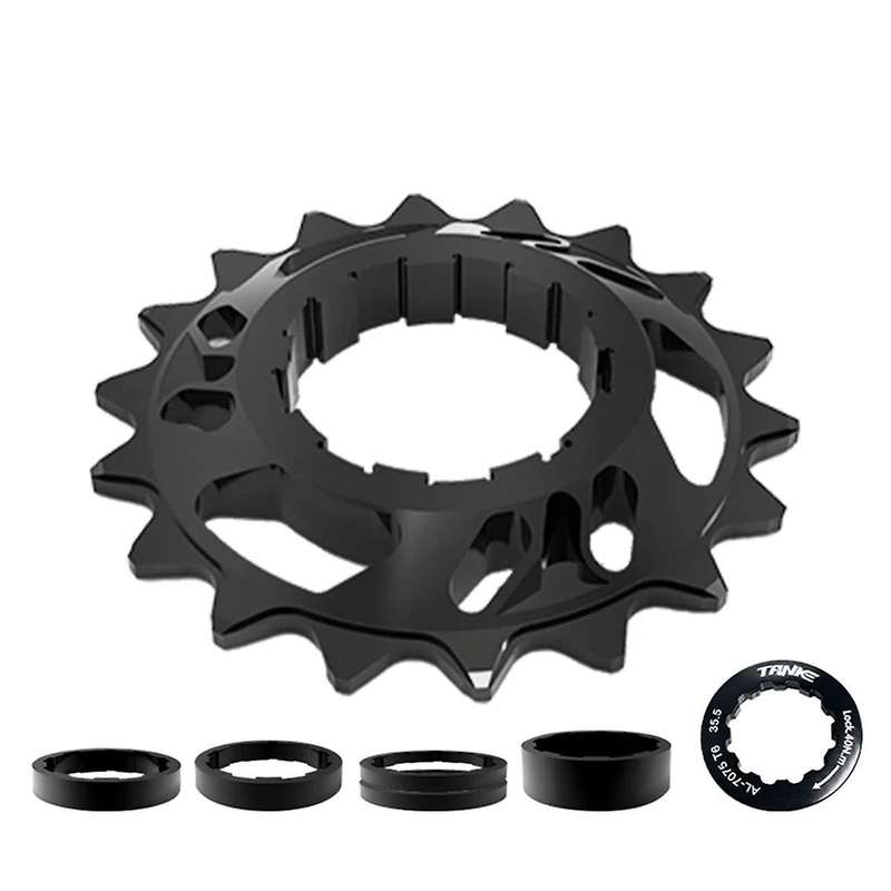 Single Speed Flywheel Conversion Kit 18T Cassette Cog Road Bike Sprocket for Freewheel Chain Black