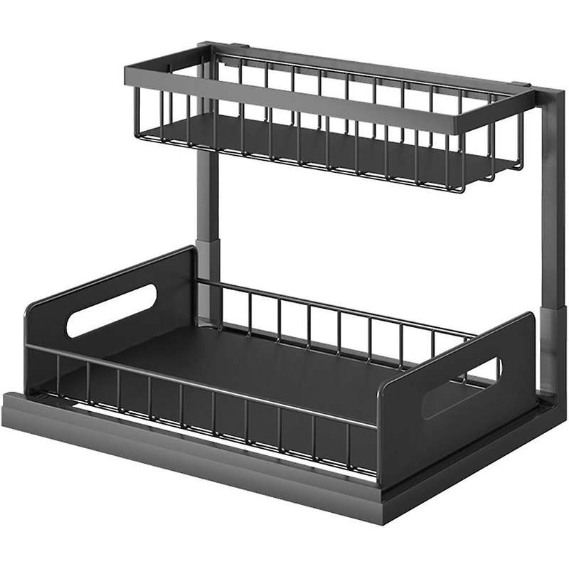 Sink Organizer, Pull Out Cabinet Organizer 2-tier Sliding Shelf Multi-use for Under Kitchen Sink An