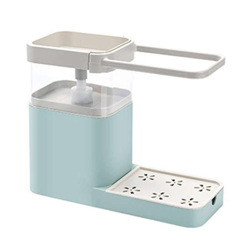 Sink Storage Rack,with Manual Press Cleaning Liquid Dispenser &Towel Sponges Drainer Drying Rack,Ki