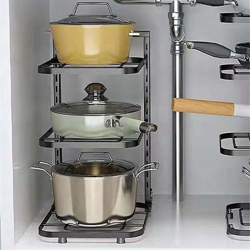Sink Shelf Pot Rack Under Cabinet Storage Organizer 3-layer Frying Pan Rice Cooker Holder Home Kitch