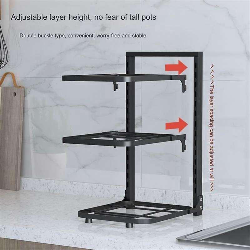 Sink Shelf Pot Rack Under Cabinet Storage Organizer 3-layer Frying Pan Rice Cooker Holder Home Kitch