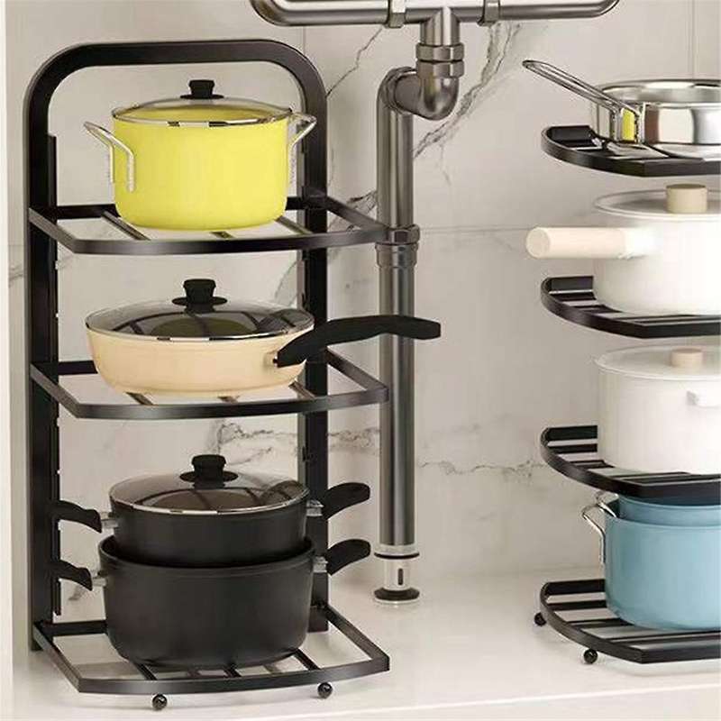 Sink Shelf Pot Rack Under Cabinet Storage Organizer 3-layer Frying Pan Rice Cooker Holder Home Kitch