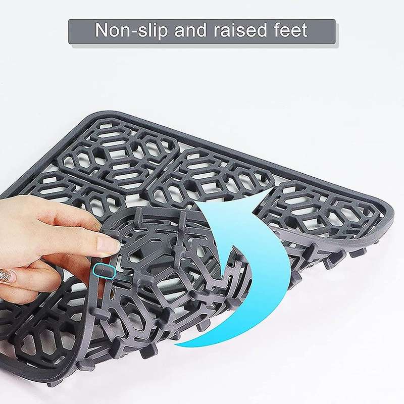 Sink Mat Kitchen Sink Protector Compatible Bottom,Silicone Grey Non-Slip