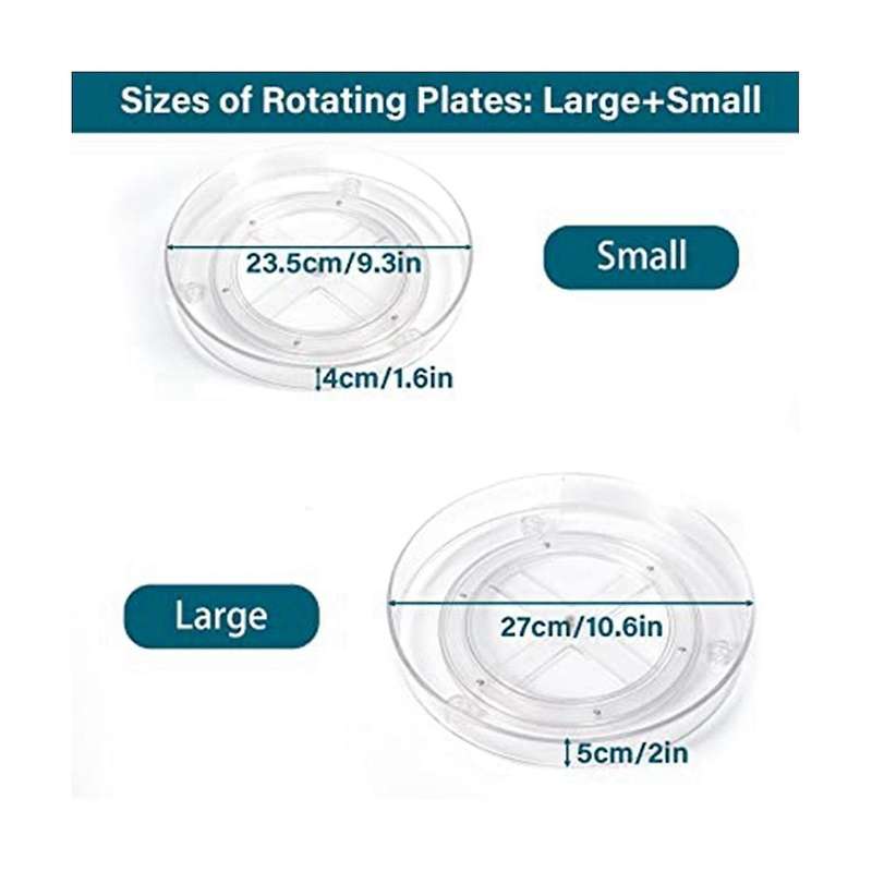 Size 2-pack Rotating Cabinet Organizer Transparent Plastic Pet Turntable Storage Rack Spice Cosmeti